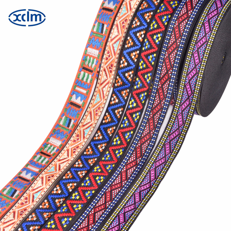 Multi-sized ethnic webbing accessories, ethnic style polyester decorative materials, colored jacquard ribbons, edge banding fabric strips Specification image