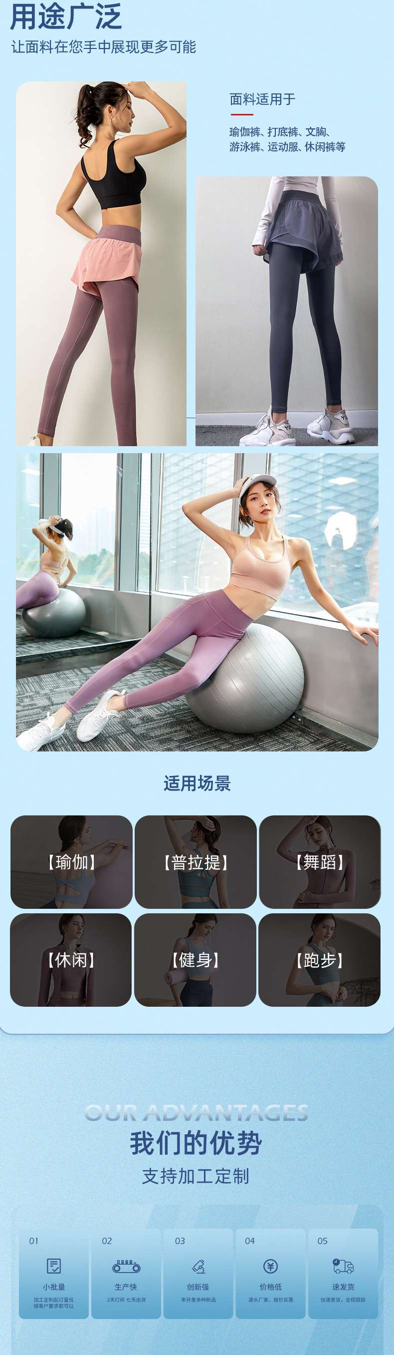Customized 180g milk silk pull frame knitted fabric T-shirt, yoga wear sportswear fabric polyester ammonia four-sided elastic fabric detail image 8