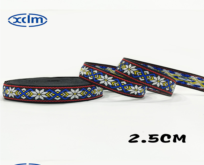 2.5cm ethnic webbing accessories, ethnic style polyester decorative materials, colored jacquard ribbons, edge banding fabric strips pic 9