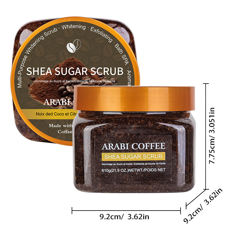 Cross-border sugar and salt body scrub Exfoliating Deep Cleansing Foreign trade coffee Bath salt Scrub 610g detail image 16