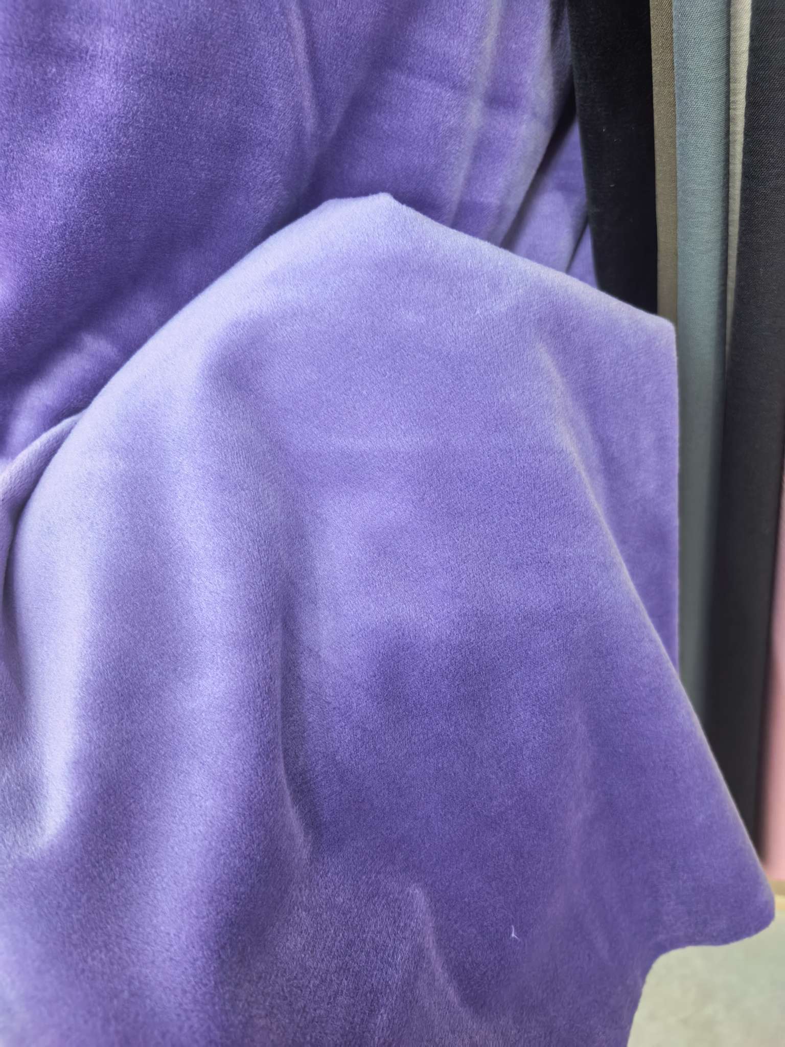 Ammonia fiber true super soft composite lining fabric for clothes and trousers, purple velvet fabric in stock
