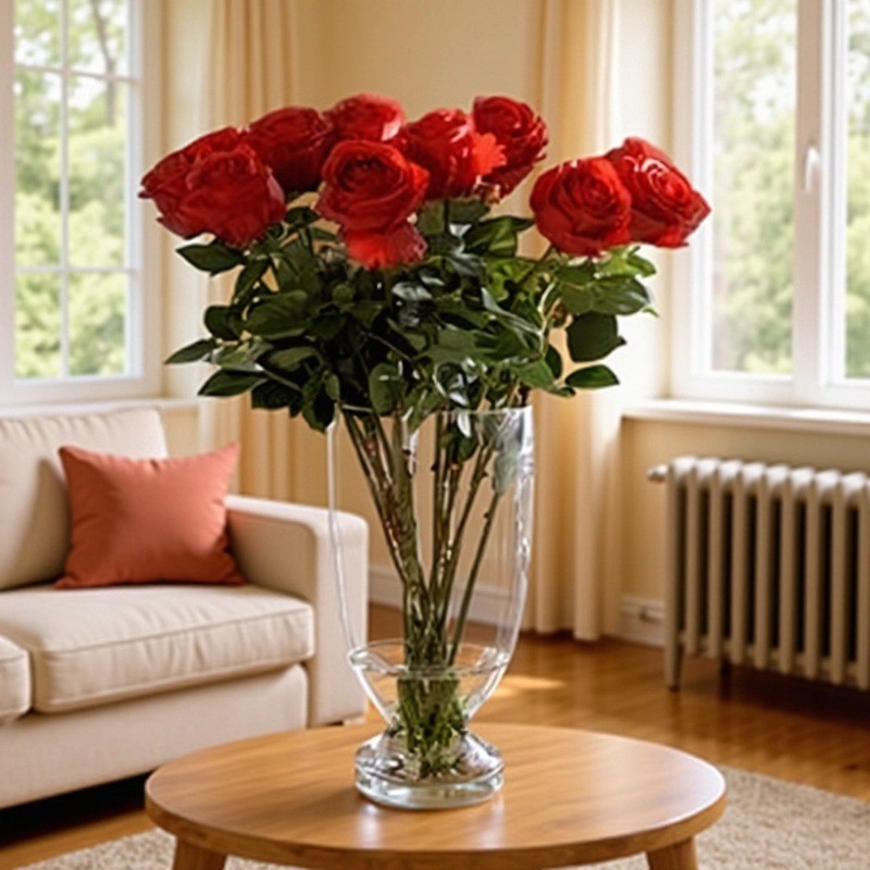 BBGLASS保北玻璃 现代简约广口玻璃花瓶 高脚带底座花瓶 微景观花瓶 家居婚庆宴会装饰摆件