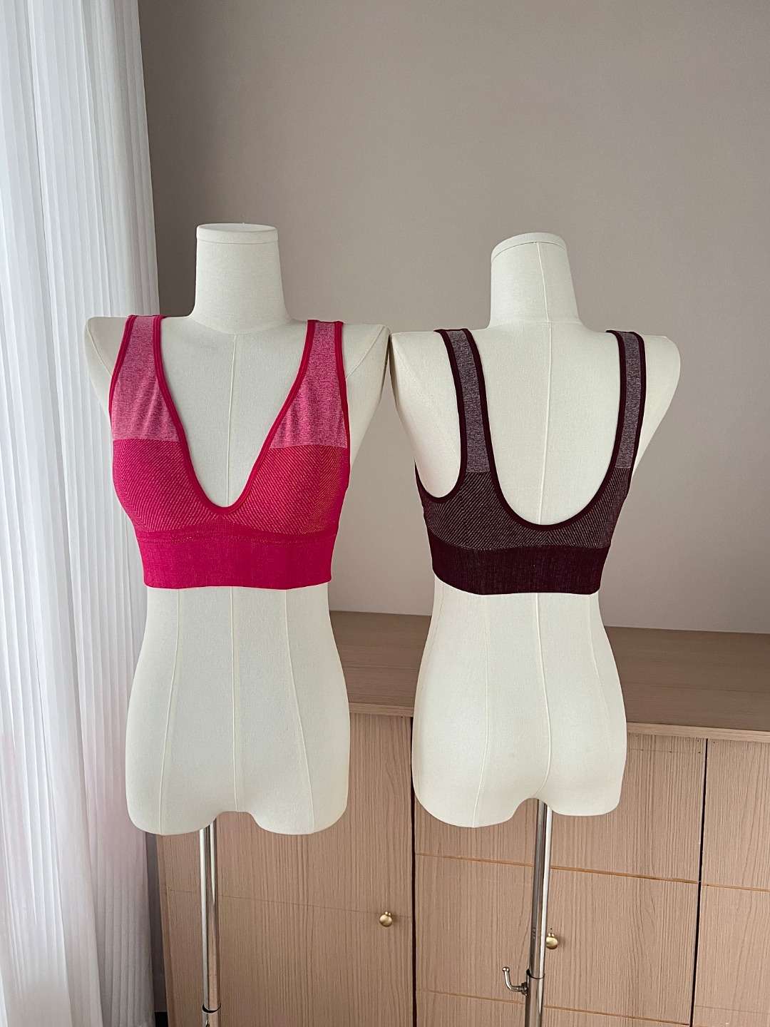 Color-blocking beauty back fixed cup gathering bra undefined