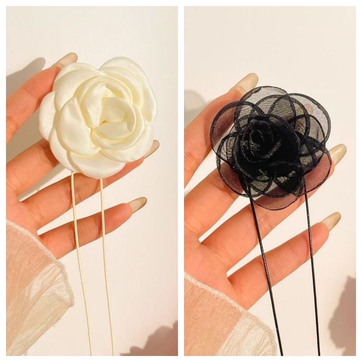 黑色山茶花颈带女2025年森系花边项圈配饰轻奢花朵项链法式#6黑色山茶花颈带女2025年森系花边项圈配饰轻奢花朵项链法式