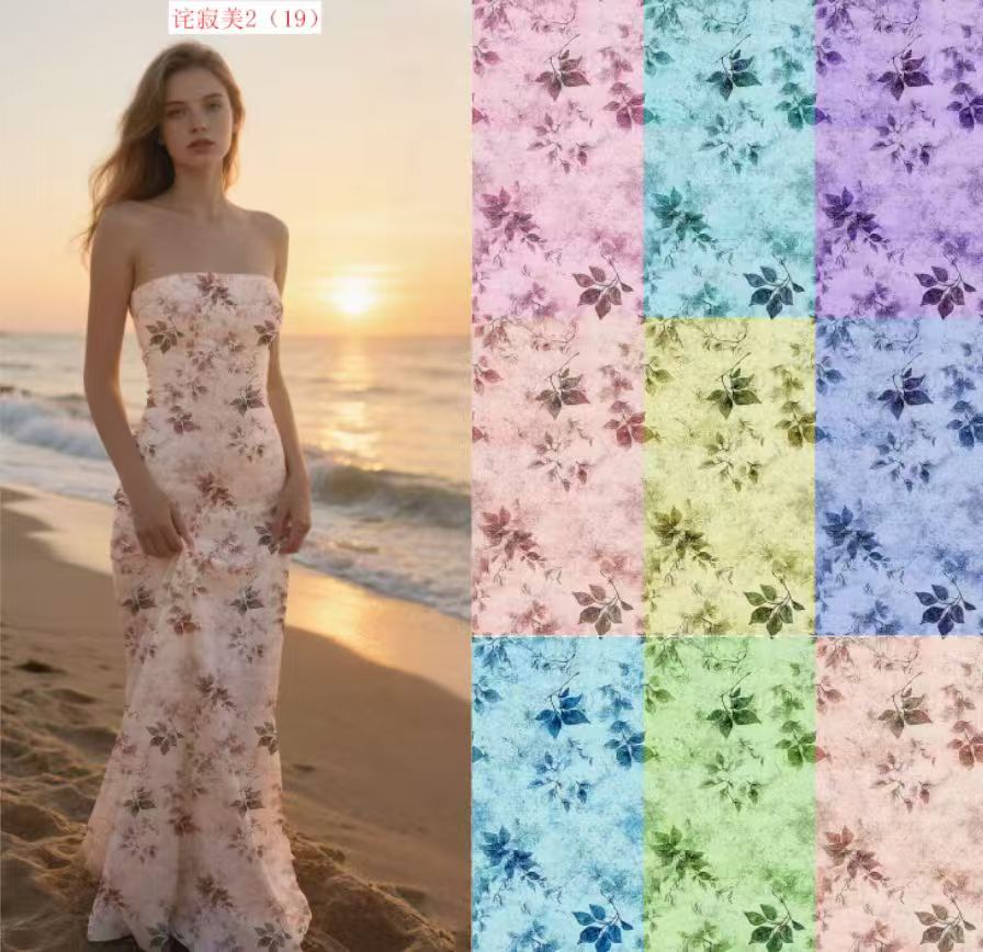 Spring linen printed fabric made of chiffon fabric, plain and twill synthetic fiber, all polyester Specification image