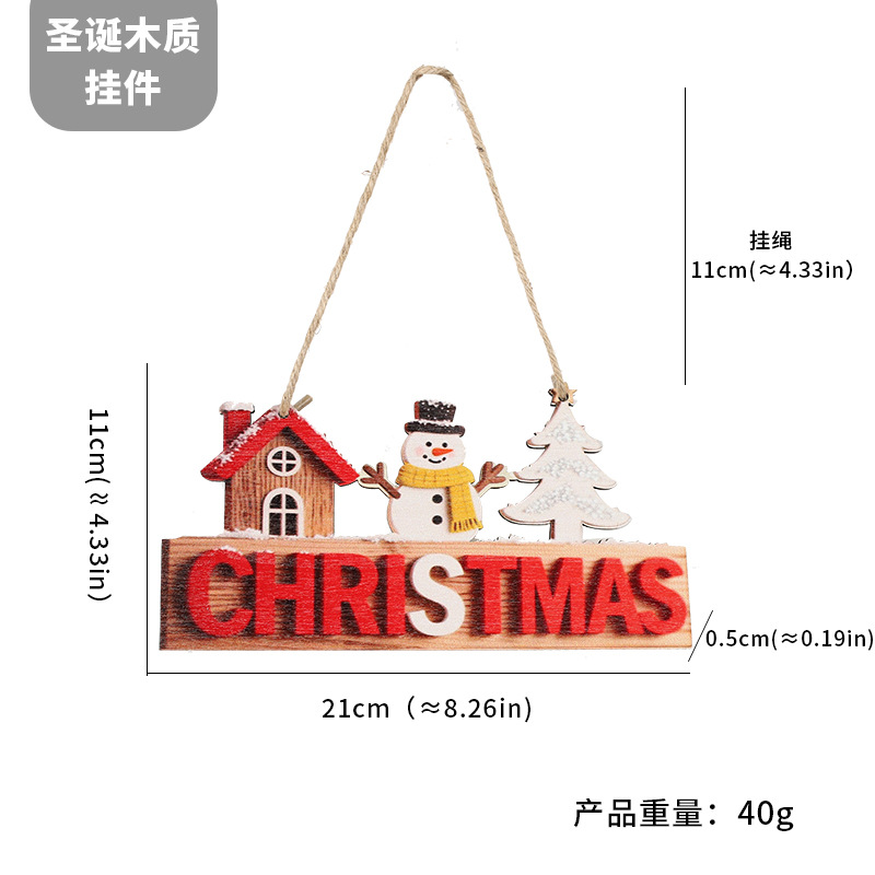 Cross-border new Christmas wooden door hanging pieces, reindeer Santa Claus wooden hanging ornaments, hanging boards, indoor decoration hanging ornaments Application Scenario