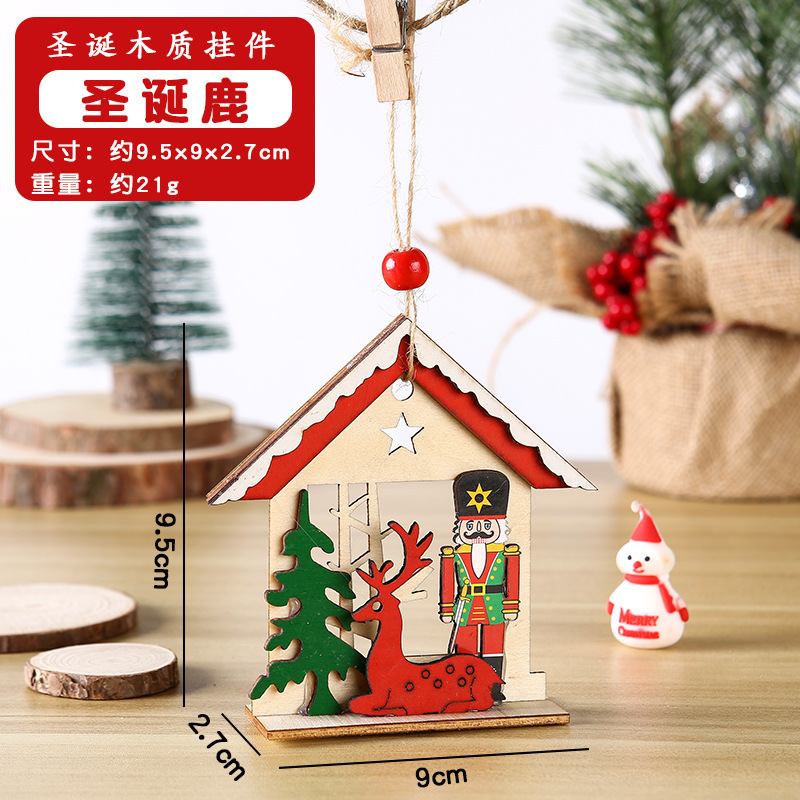 Christmas gifts: Cartoon wooden Santa Claus pendants, Christmas decorations, small prizes for kindergartens, children's gifts detail image 5