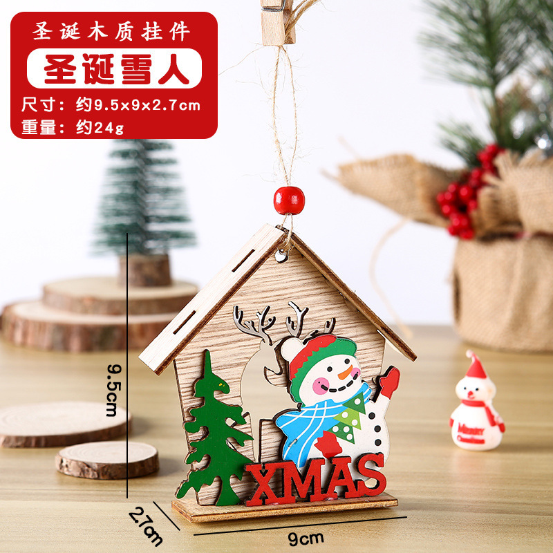 Christmas gifts: Cartoon wooden Santa Claus pendants, Christmas decorations, small prizes for kindergartens, children's gifts detail image 3