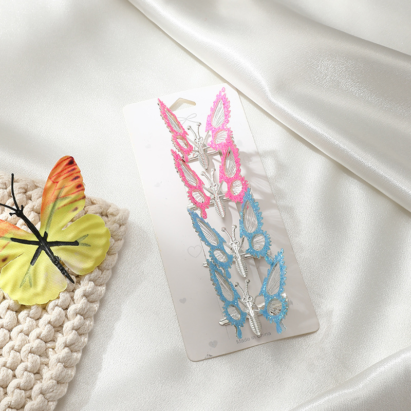 Cross-border simulation decorative butterfly hair clips, women's back head clips with flower hairpins, children's headwear, bangs clips, side clips with duckbill clips, New Year red hair clips detail image 3