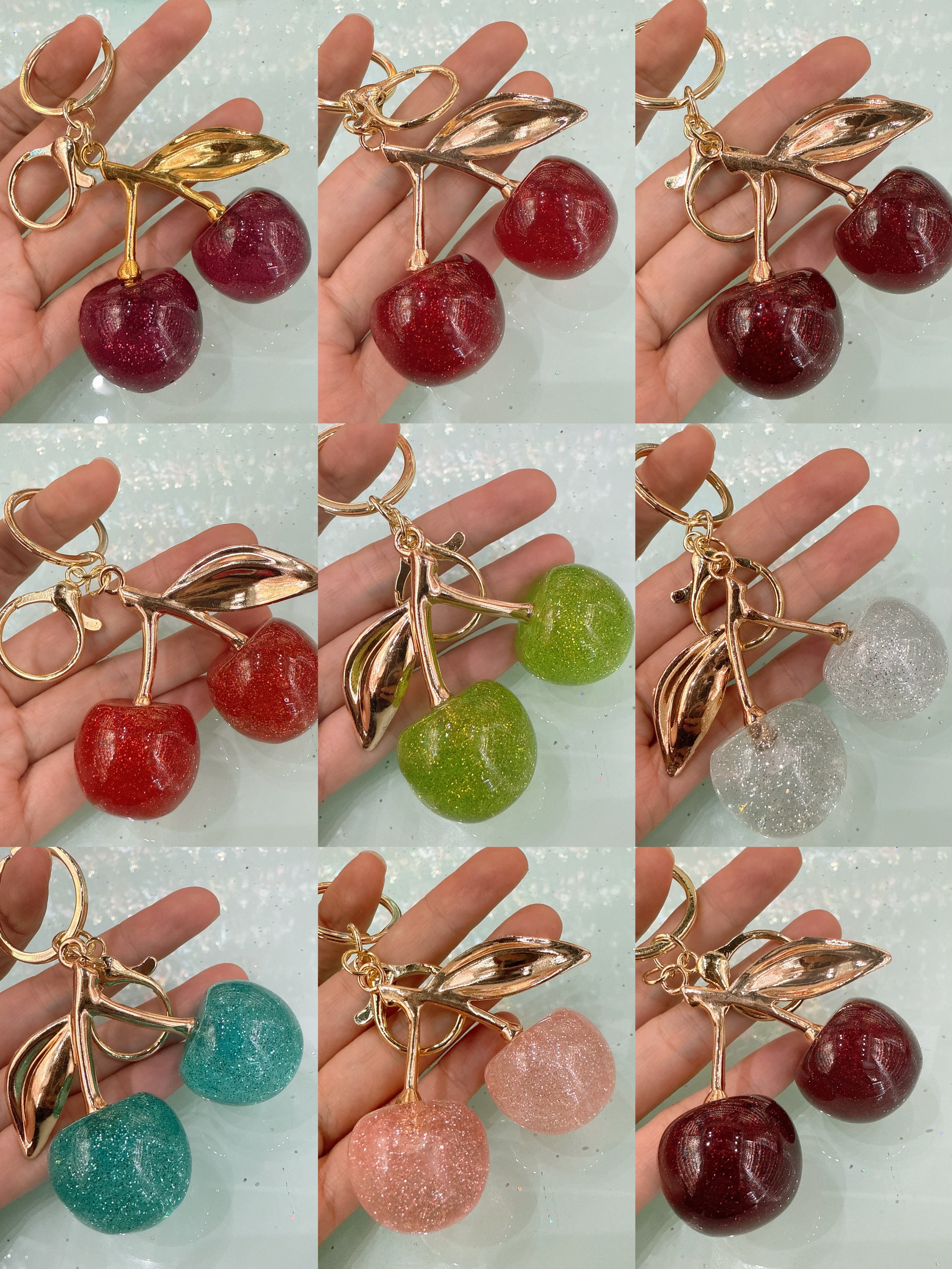 创意新款欧美樱桃水果钥匙扣包汽车车厘子创意女生钥匙扣挂件饰品