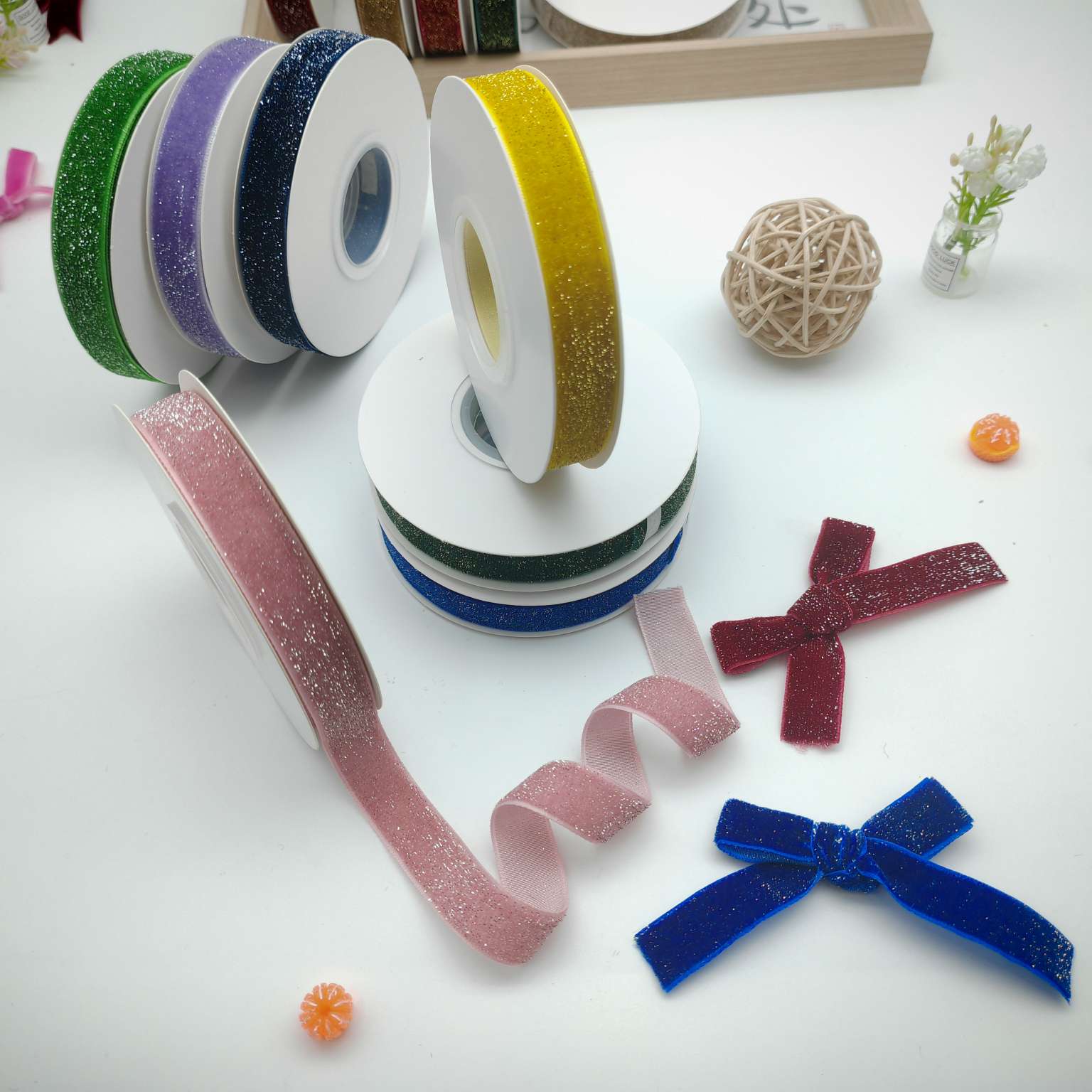 葱绒带，织带辅料丝带蝴蝶结厂家直销，源头工厂彩带，丝带。产品图