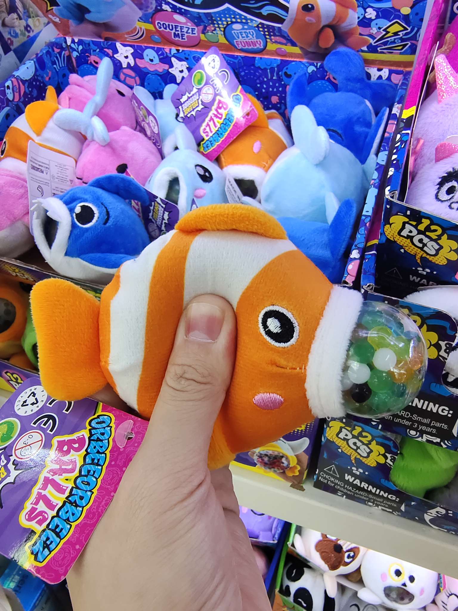 Cute plush stress-relieving pinching ball plush toy, monster series bead-spitting toy, stress-relieving toy, creative and trendy toy display box packaging detail image 12