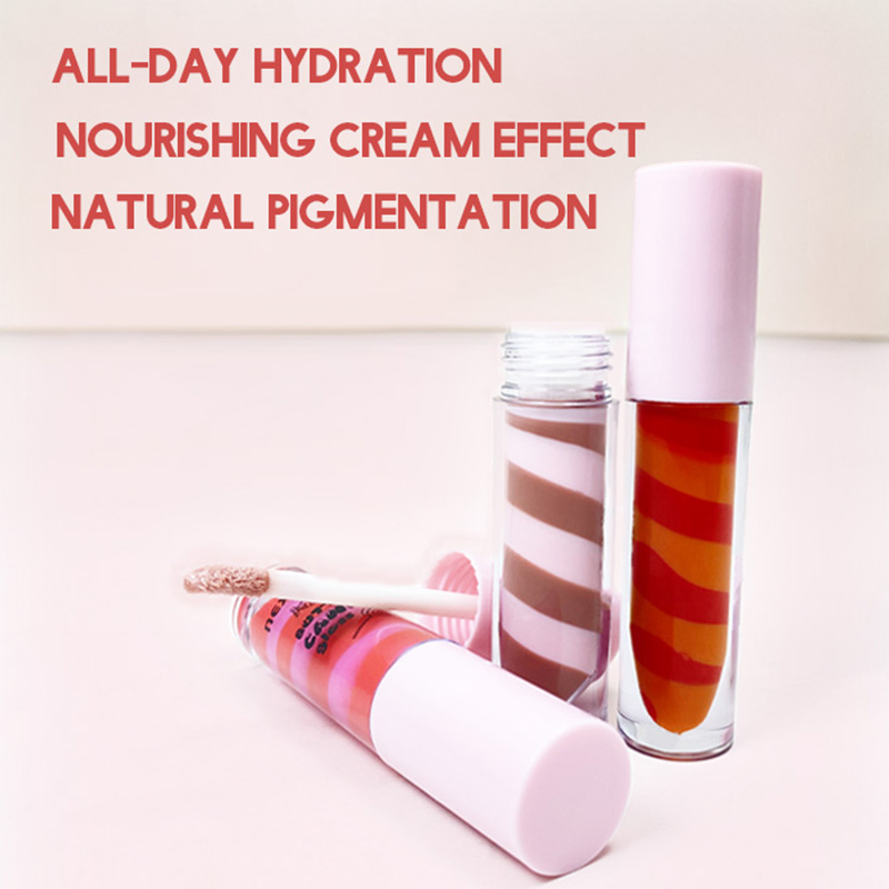 Cross-border best-selling dual-color spiral lip gloss and lip gloss set: Moisturizing, hydrating, long-lasting skin tone modification. Dual-color one-piece lip gloss and lip gloss Item Picture