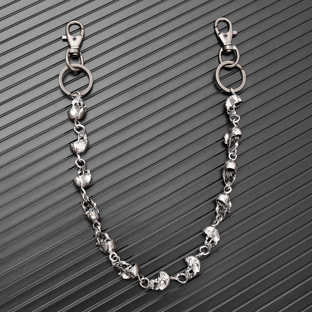 个性朋克暗黑金属鬼头牛仔裤链潮酷日系配饰嘻哈万圣节骷髅头腰链