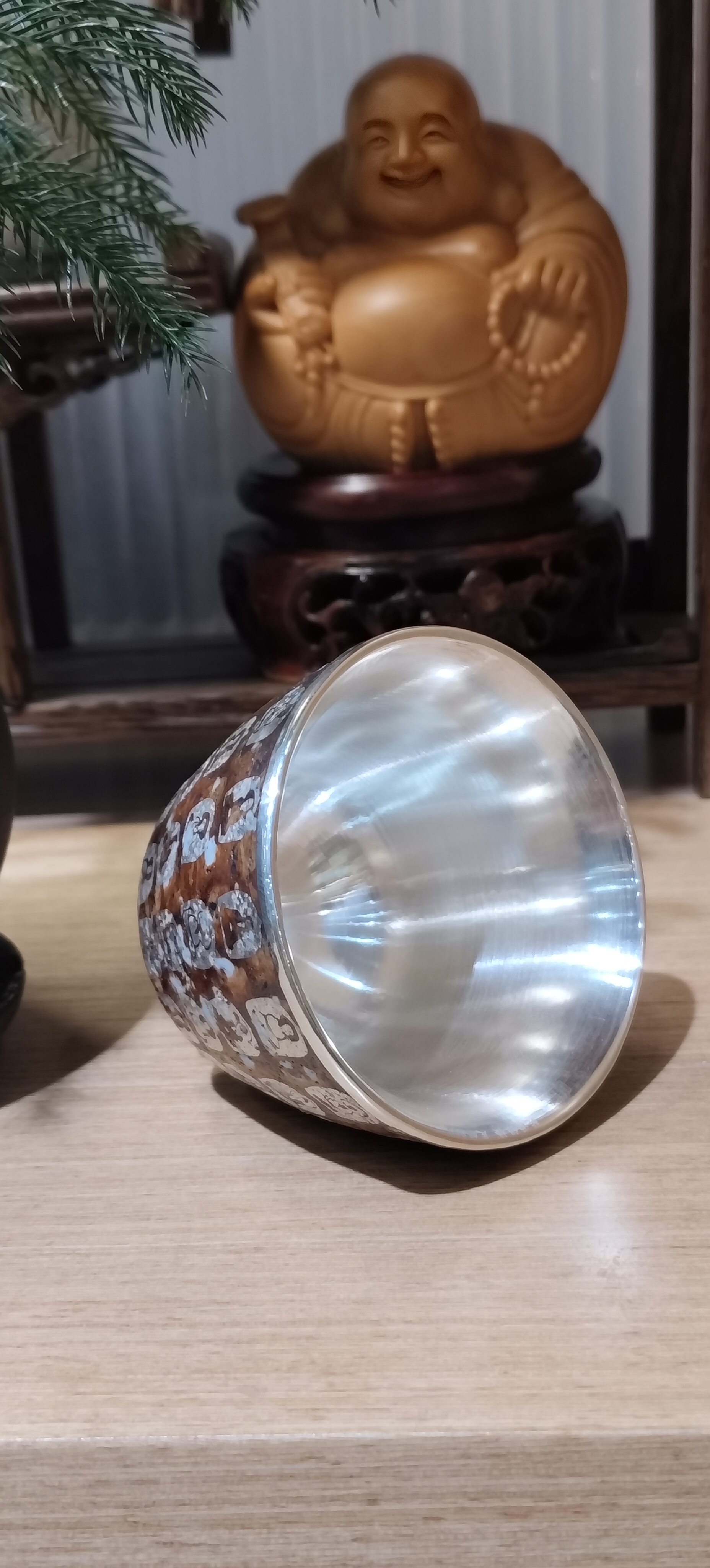 足银999敦煌万佛中式禅意茶杯精品送礼细节图