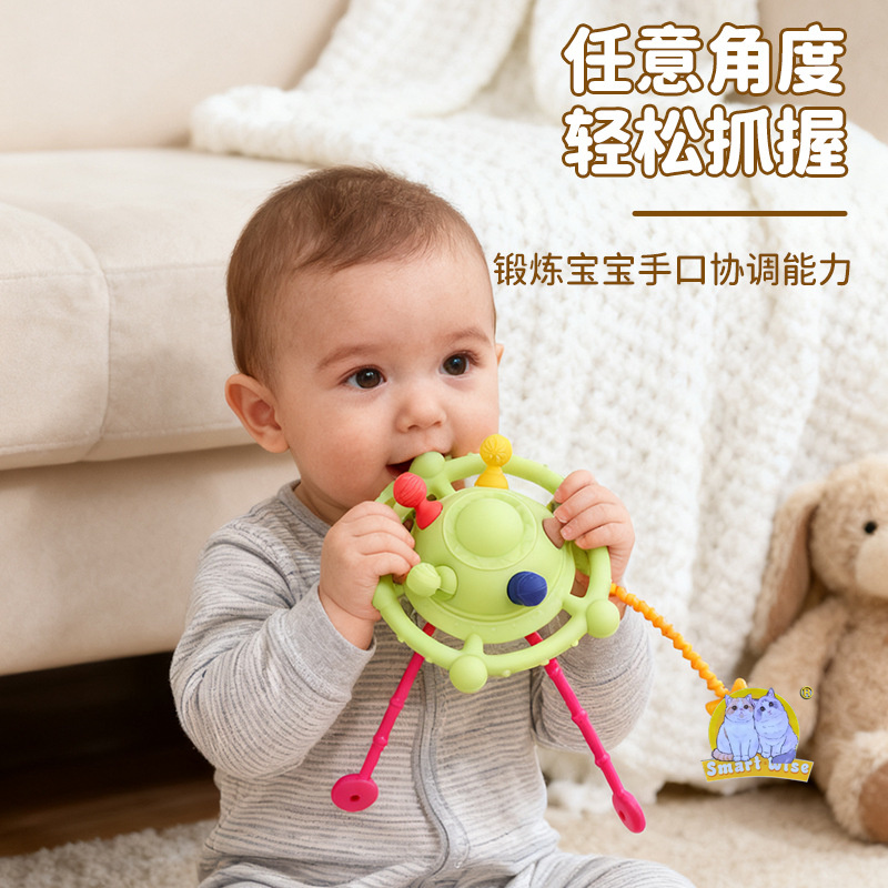 Cross-border new baby silicone teething ring, food-grade biting rubber, Manhattan hand-held ball, baby teething toy Application Scenario