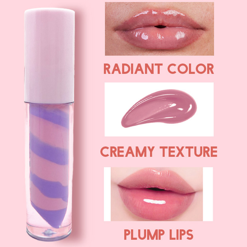 Cross-border best-selling dual-color spiral lip gloss and lip gloss set: Moisturizing, hydrating, long-lasting skin tone modification. Dual-color one-piece lip gloss and lip gloss Specification image