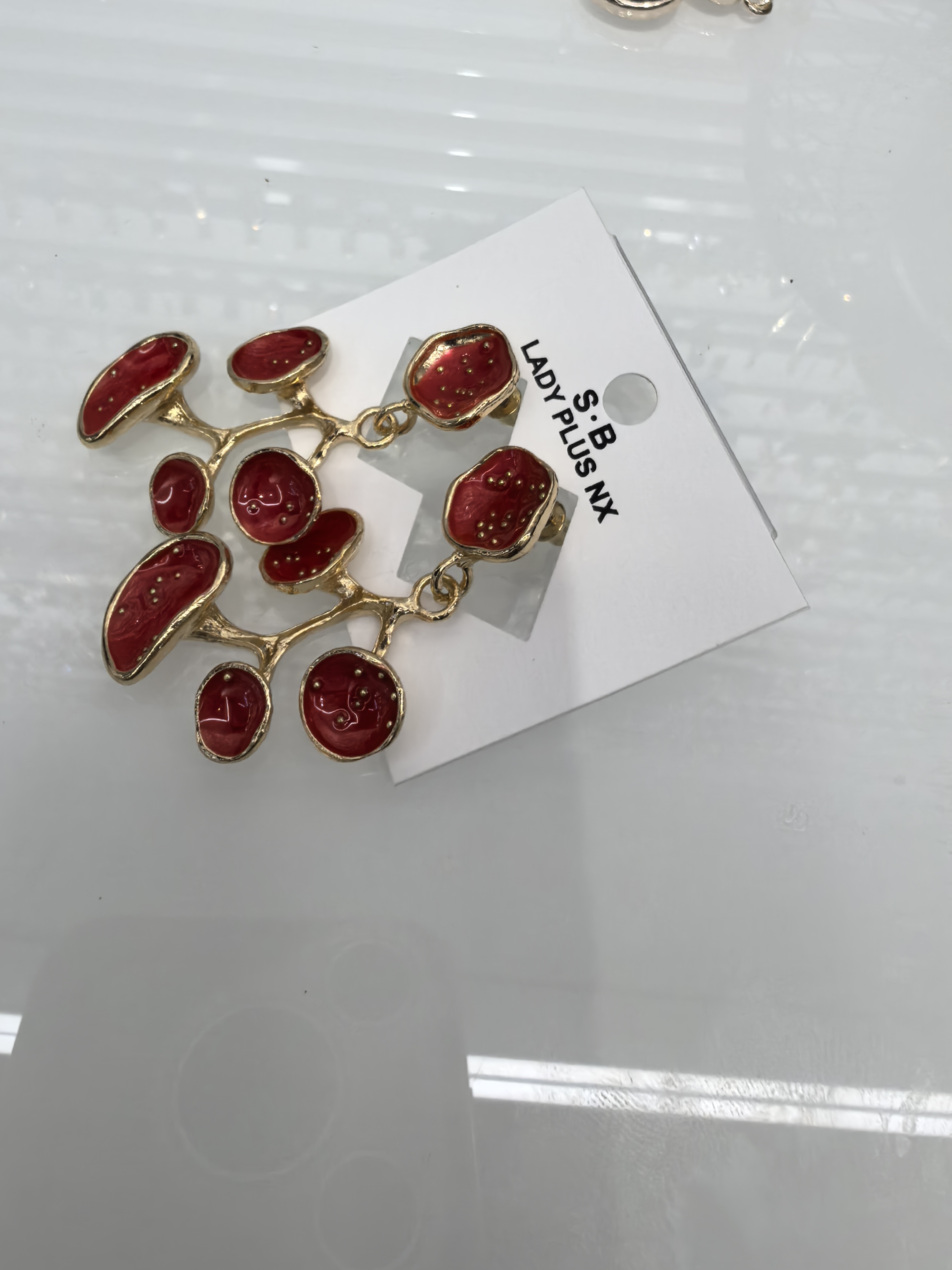 红色滴油饰品耳环耳饰烧焊锆石耳环烧焊耳环