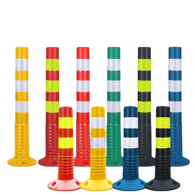 警示柱反光柱PVC 塑料隔离桩 道路警示墩 带反光条防撞柱 多种颜色高低款可选