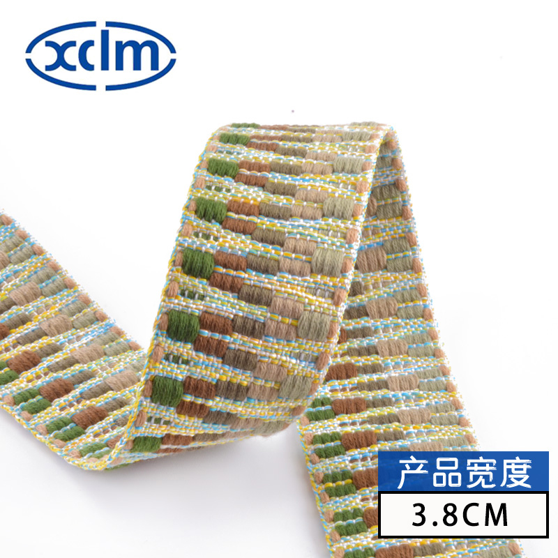 3.8cm thickened multi-color woven strap, bag strap, hand shoulder strap, paired with a polyester-cotton woven strap as a clothing accessory Item Picture
