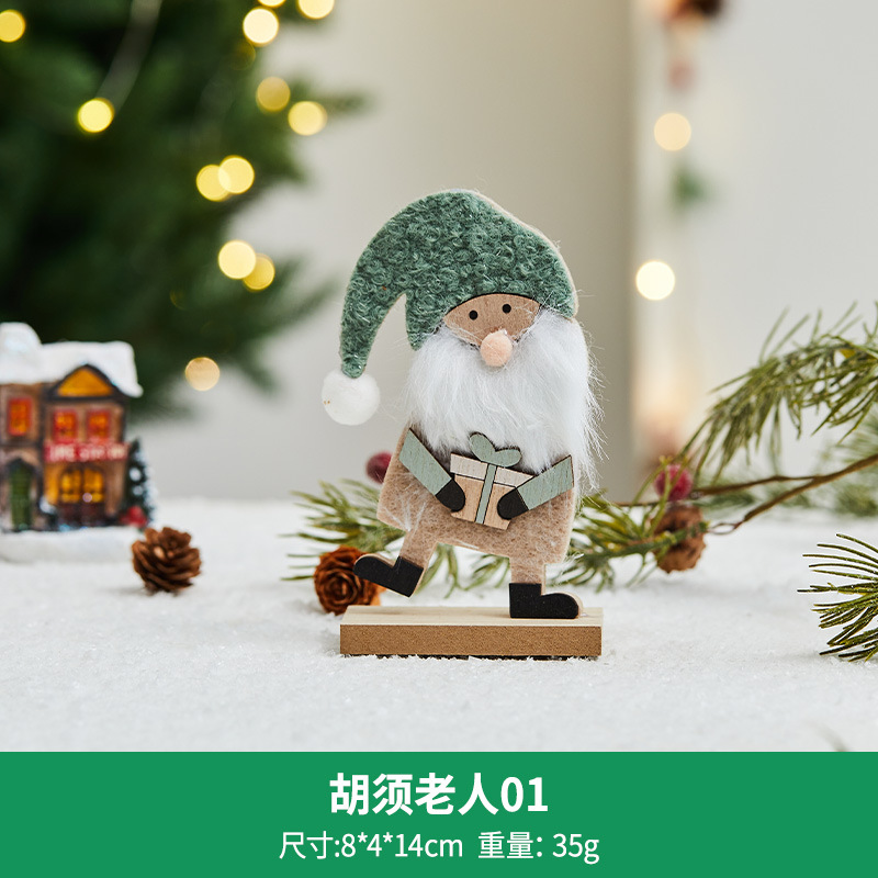 跨境新款圣诞节装饰品情侣姜饼人圣诞饼干人摆饰桌面木质老人摆件 详情图4