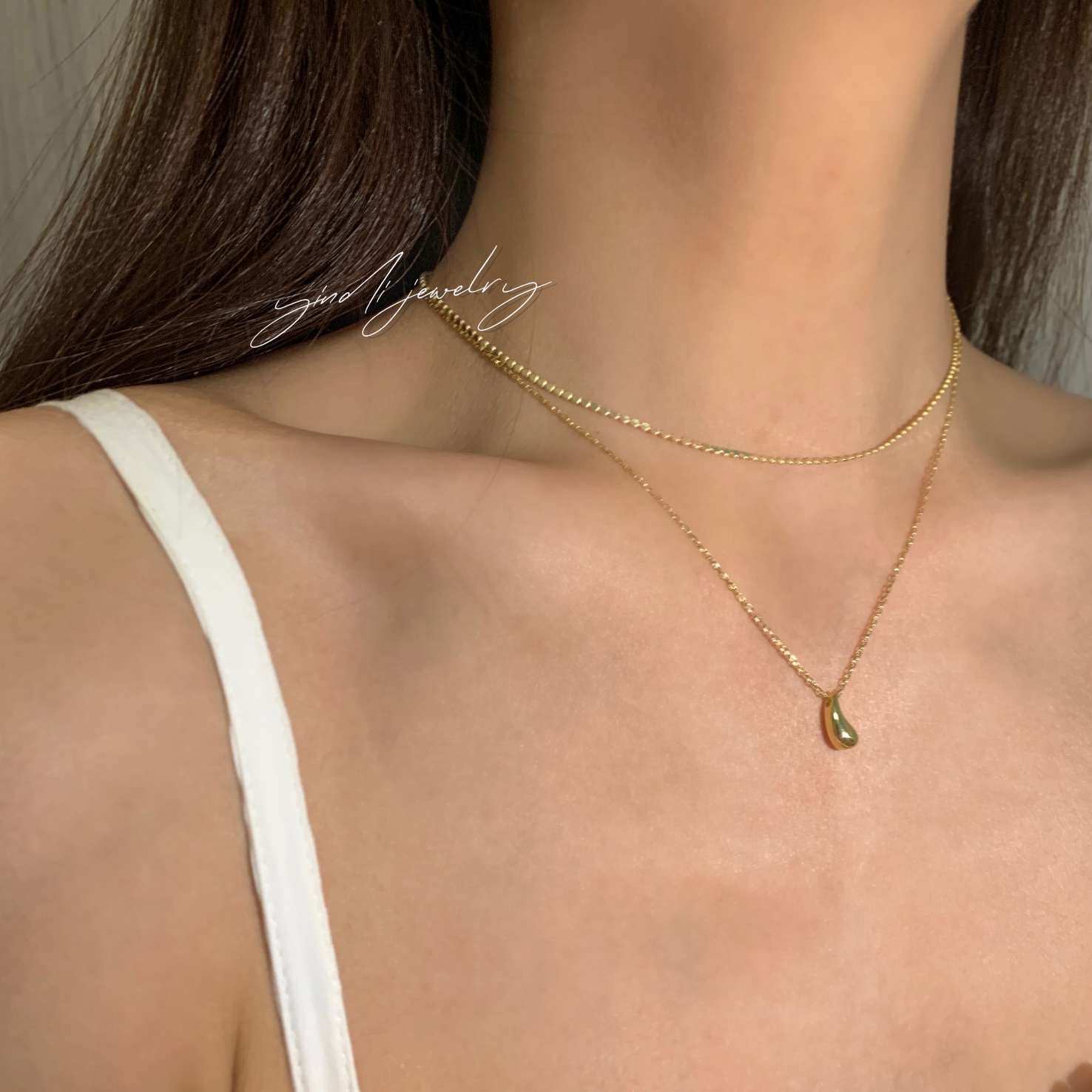 纯银小金豆项链简约时尚潮流百搭设计款项链