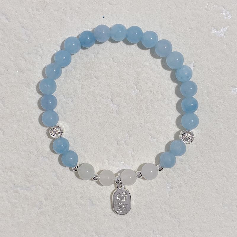 仿海蓝宝串珠手链小众手工新款新中式手串高级感国风闺蜜首饰水晶手串