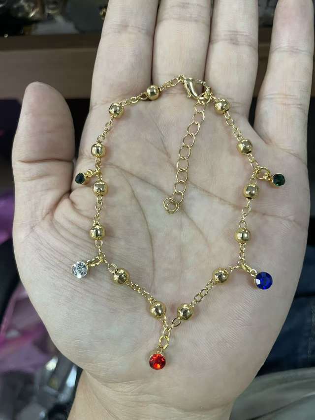 Fashionable and popular lady's color diamond bracelet, crystal zircon set chain gift detail image 6