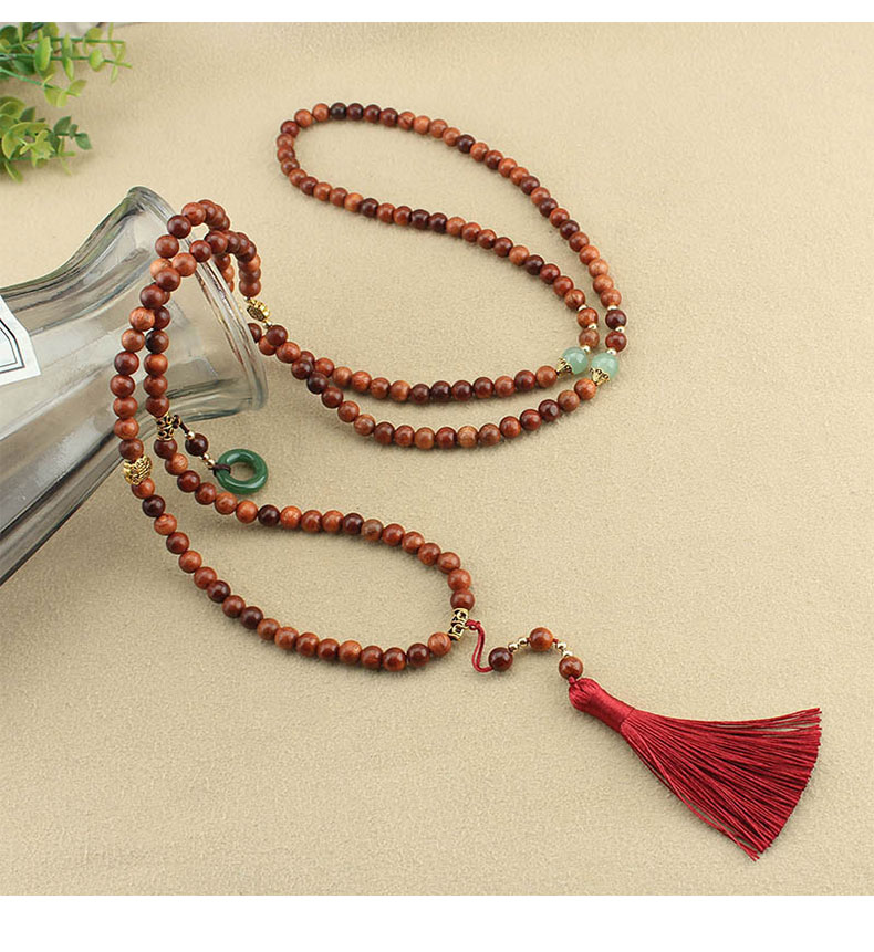  新中式平安扣流苏串珠斜挎链长款项链国风毛衣链古风背链旗袍配饰详情3