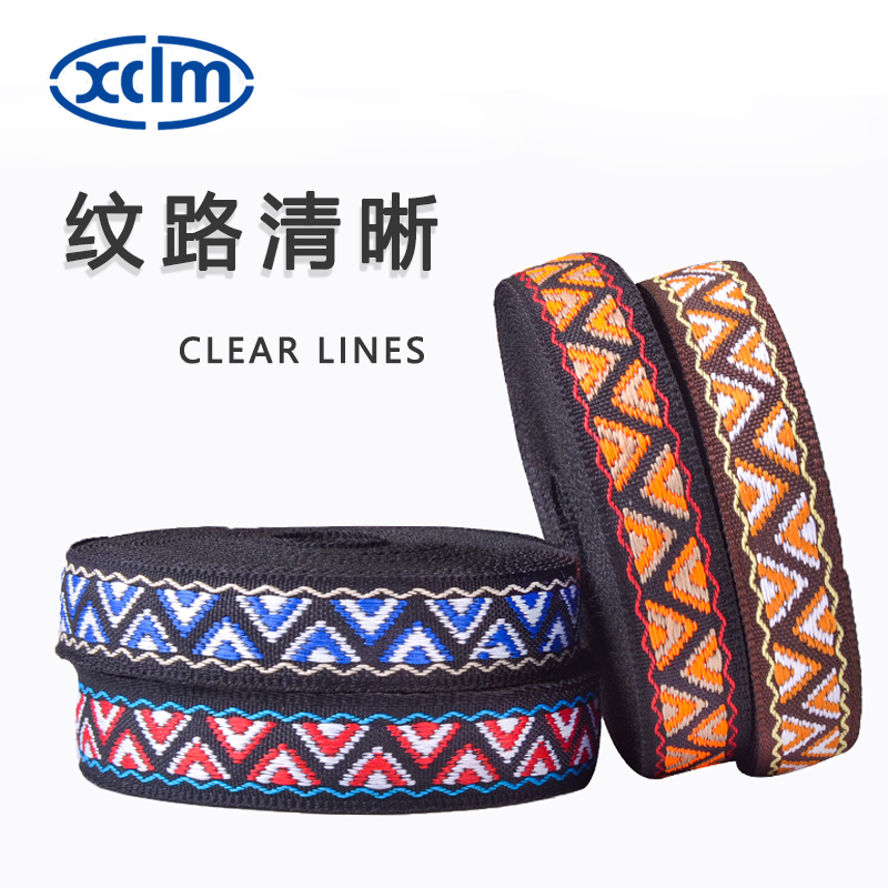 1.4cm ethnic webbing accessories, triangular polyester decorative materials, colored jacquard ribbons, edging fabric strips, and clothing accessories pic 1