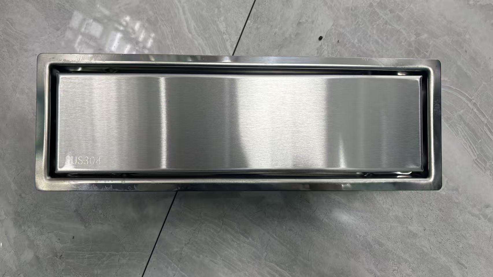 Invisible long strip floor drain, rectangular double-sided anti-odor and anti-insect, extended drainage outlet for bathroom, can be inlaid with tile floor drain details Picture