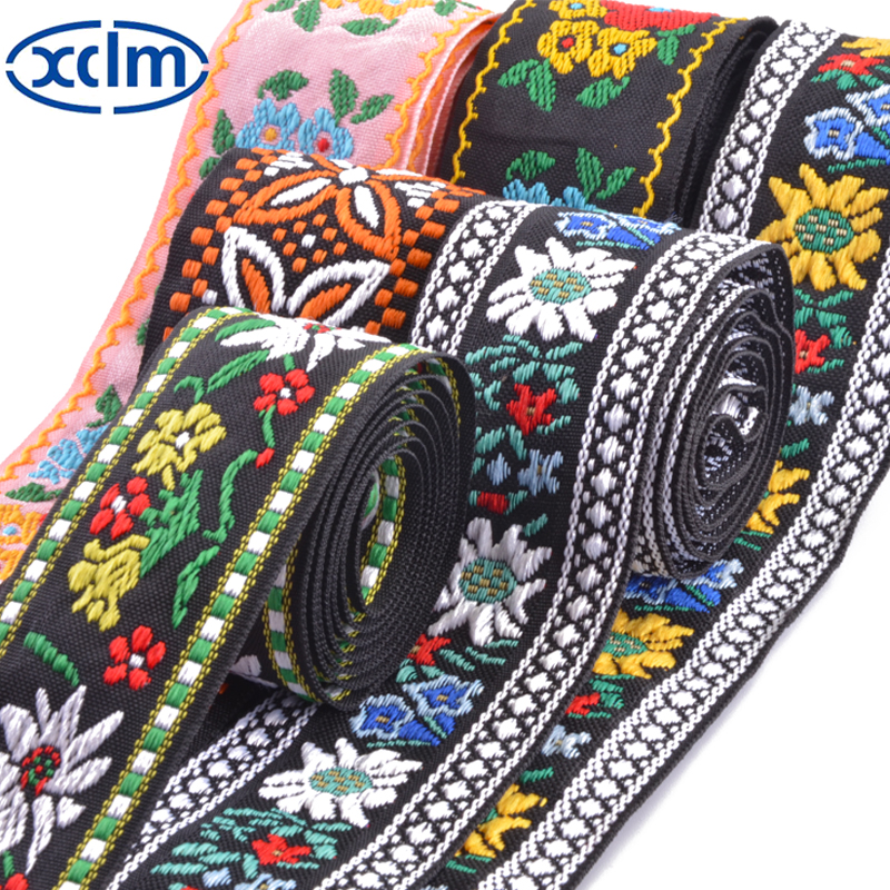 5cm Ethnic-style flower jacquard webbing, soft fabric edge, clothing accessories, lace straps, ribbon bag edge details Picture