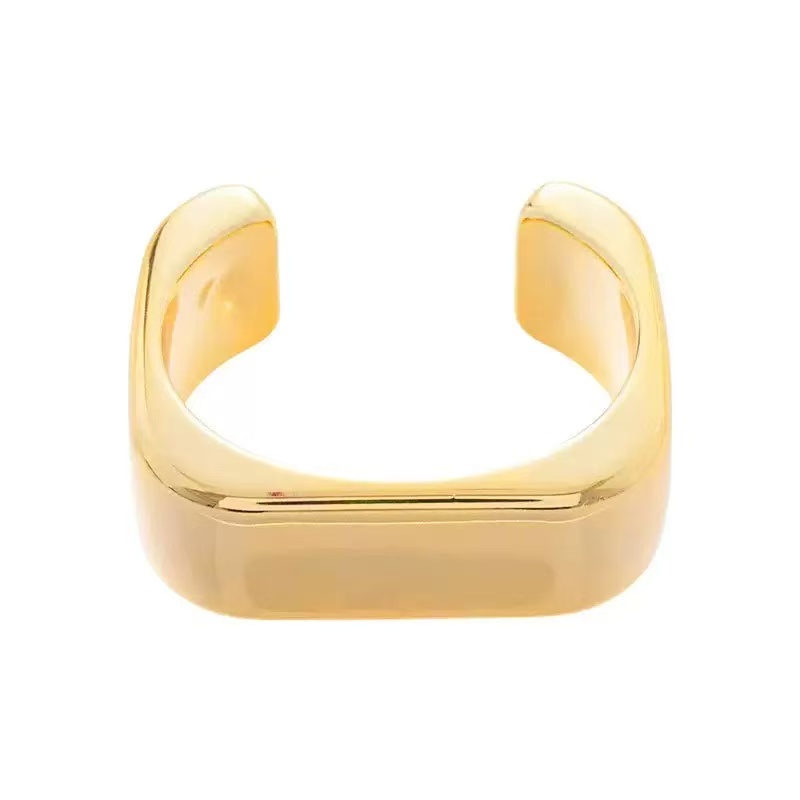 跨境电镀CCB方形开口手镯个性冷淡风宽面手饰时尚潮酷设计手环 白底实物图