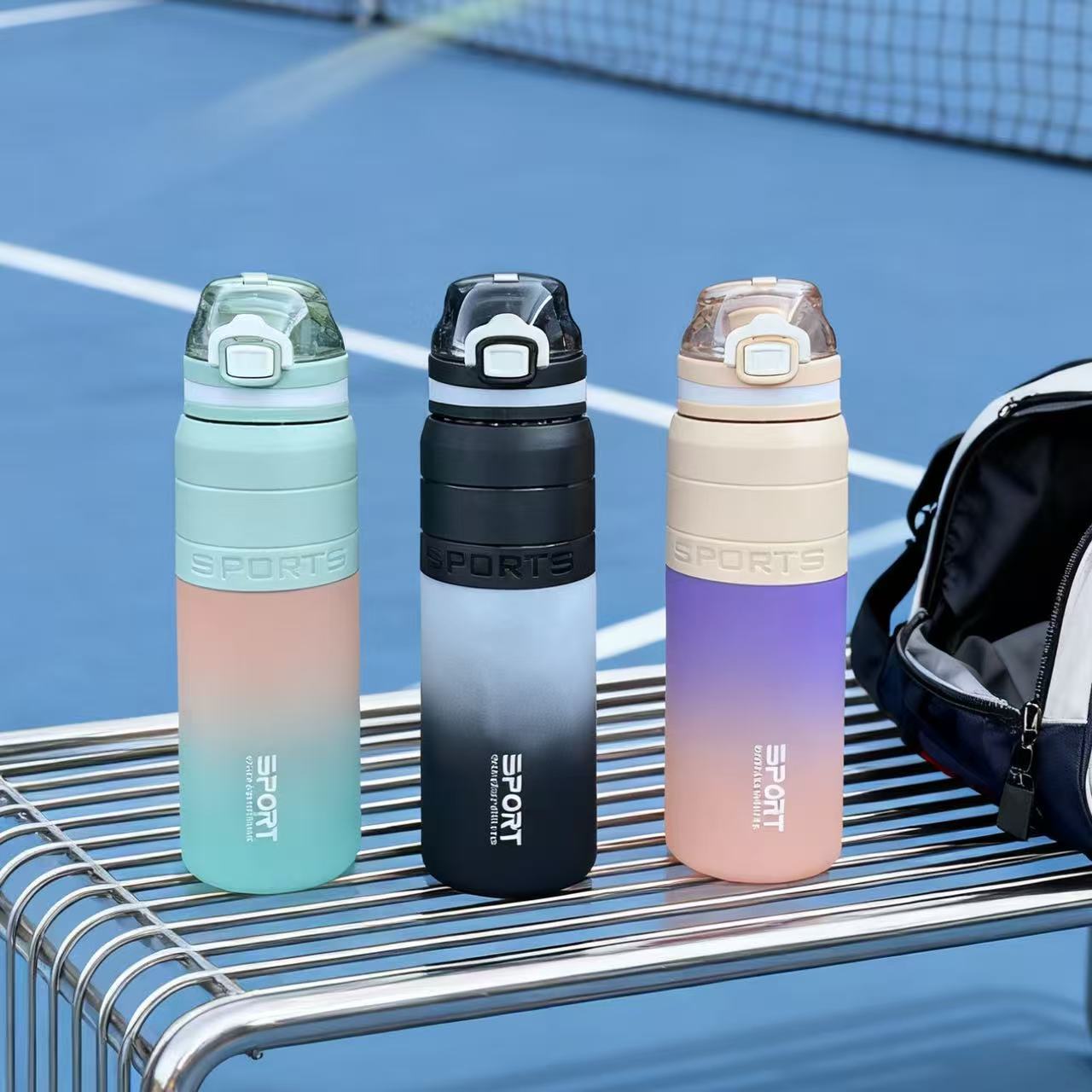 H164-HY-050 spray-painted sports water cup with gradient high appearance level student water cup handle portable large-capacity water cup detail image 1