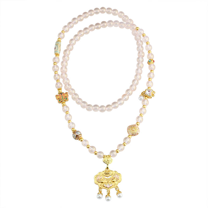 项链/不锈钢项链/首饰/珍珠项链/水钻瓜链项链白底实物图