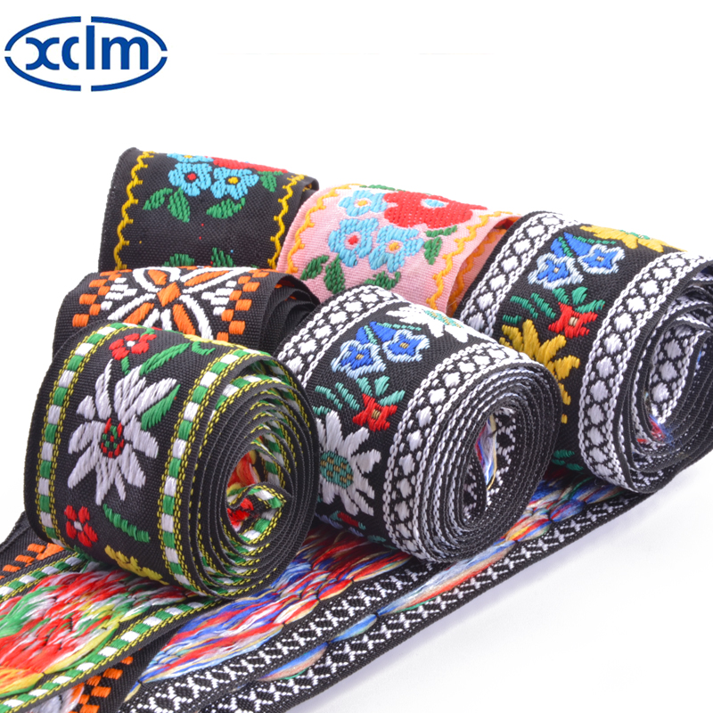 5cm Ethnic-style flower jacquard webbing, soft fabric edge, clothing accessories, lace straps, ribbon bag edge Application Scenario