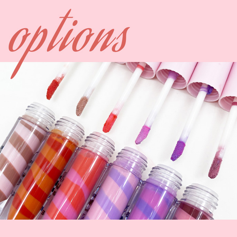 Cross-border best-selling dual-color spiral lip gloss and lip gloss set: Moisturizing, hydrating, long-lasting skin tone modification. Dual-color one-piece lip gloss and lip gloss details Picture