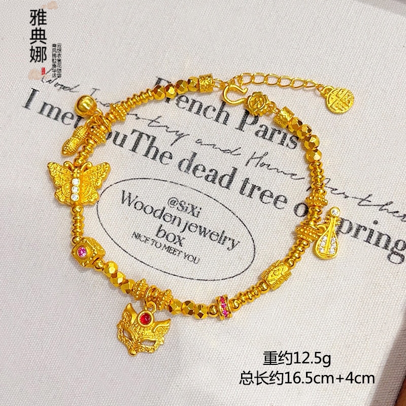 The same style of gold store sand gold dot diamond fox mask butterfly coiled bracelet, multi-treasure bracelet, exquisite gift for your girlfriend, jewelry bracelet, personalized and creative, colorful woven handcrafted rope, handicraft accessory, trendy and versatile Application Scenario