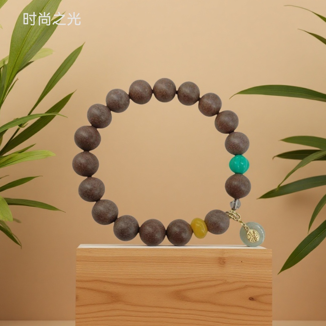 Intangible cultural heritage He Xiangzhu cultural play jewelry, traditional Chinese medicine bracelet, fashionable bracelet accessory, natural material multiple options available, goose pear tent Xiangzhu detail image 4