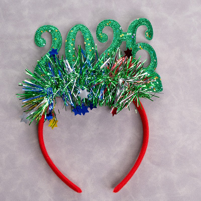 跨境欧美新款无灯2026圣诞发箍新年派对聚会发光头饰酒吧跨年头饰产品图
