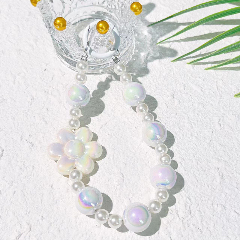 卡通大花手机链珍珠亚克力钥匙扣批发