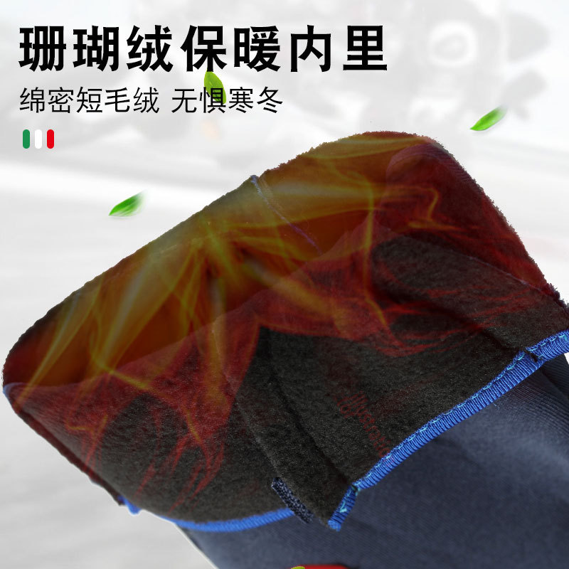 Cycling gloves, full-finger touch screen, outdoor windproof for men and women, zipper waterproof fleece, warm mountaineering and skiing gloves pic 3