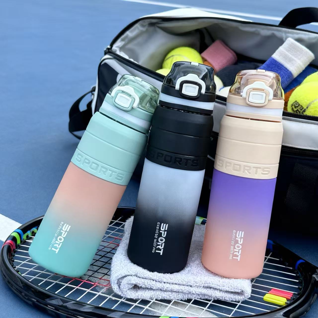 H164-HY-050 spray-painted sports water cup with gradient high appearance level student water cup handle portable large-capacity water cup detail image 2