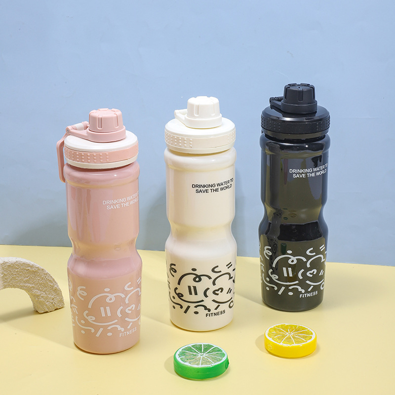 H164-HY-042 solid color sports plastic cup, high appearance level, large capacity student hand-held cup, portable thickened water cup details Picture