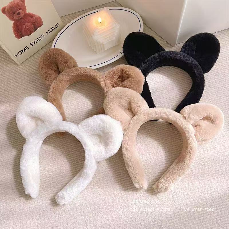 韩版女士猫耳朵樱桃大毛球三个猫拼接发箍发夹发饰头饰简约百搭发箍女士发夹饰品女生最爱学生洗脸化妆运动都适合的一款发箍