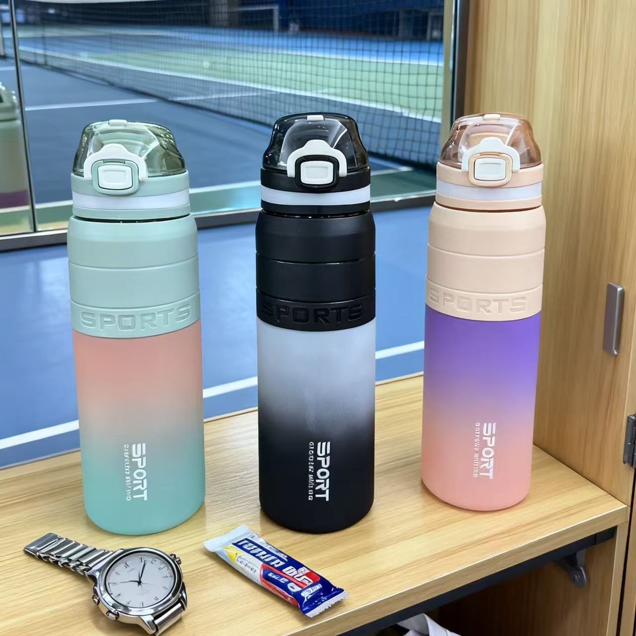 H164-HY-050 spray-painted sports water cup with gradient high appearance level student water cup handle portable large-capacity water cup detail image 5