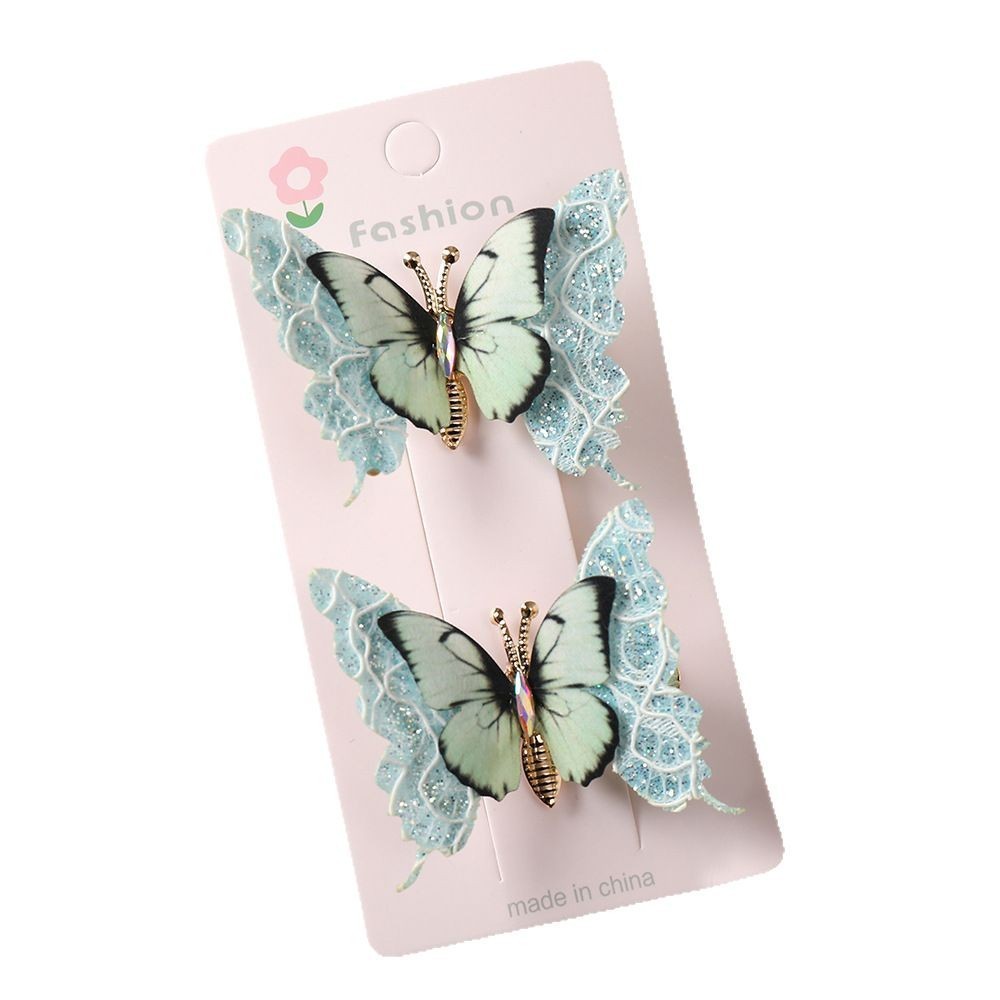 Cross-border three-dimensional simulation double-layer seven-color butterfly hair clips, women's bangs clips, high-end side clips, headwear, duckbill clips, New Year red hair clips, children's hair clips detail image 2