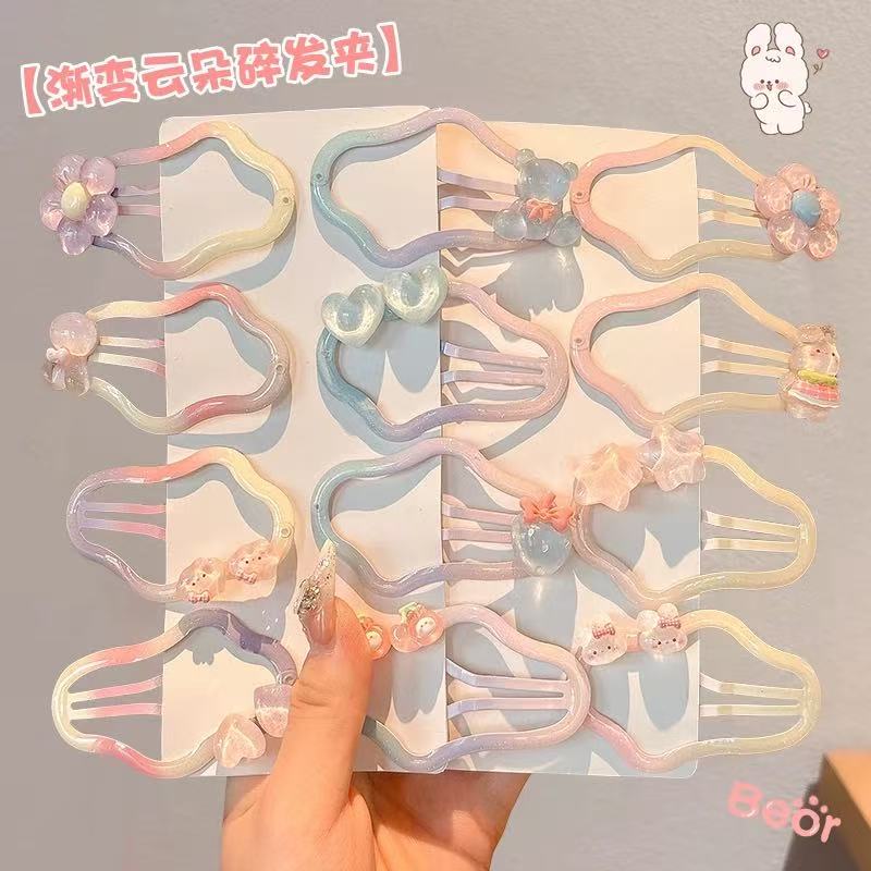 Children's hair clips, hair clips at the back of girls' heads, headwear, side bangs of little girls, bb clips, stylish hair clips details Picture