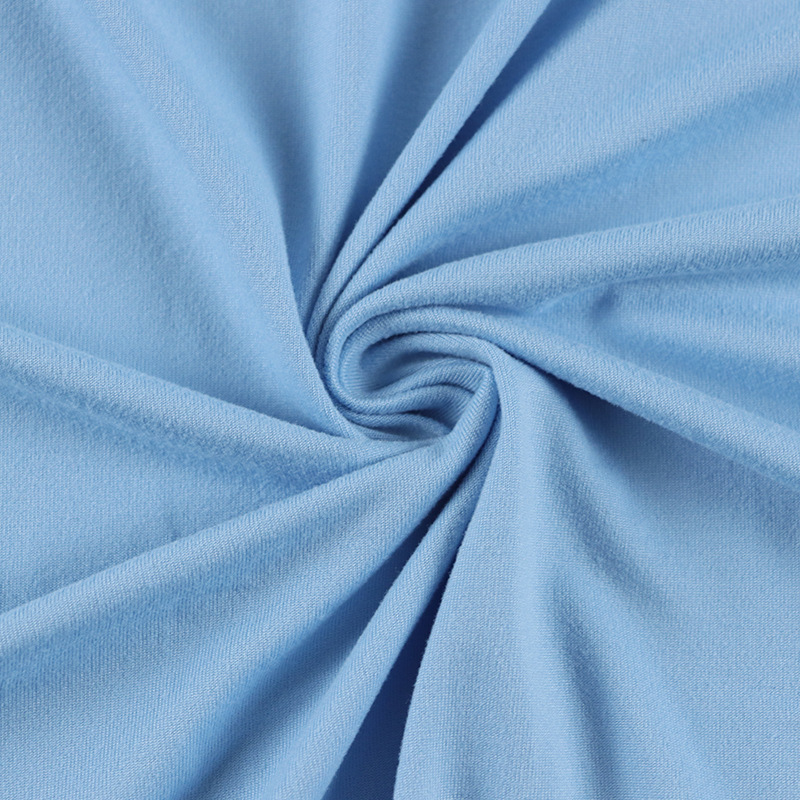 100D milk silk single-sided brushed 180g milk silk pull frame polyester ammonia knitted four-sided elastic T-shirt yoga wear fabric Specification image
