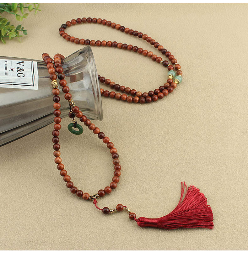  新中式平安扣流苏串珠斜挎链长款项链国风毛衣链古风背链旗袍配饰详情9